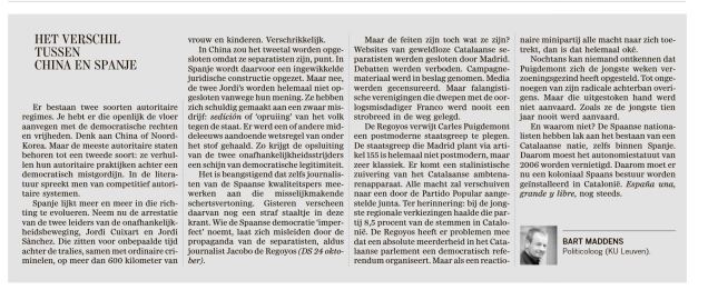 MADDENS me cita - DE STANDAARD - 25-10-2017